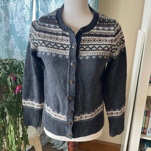 Vintage Eddie Bauer wool classic nordic fair isle button down sweater